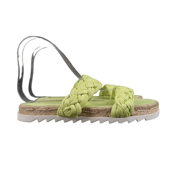 Marc Fisher Shoes Womens 6 Sandal Slides Double Woven Strap Leather Green Jaimee - Picture 2 of 12